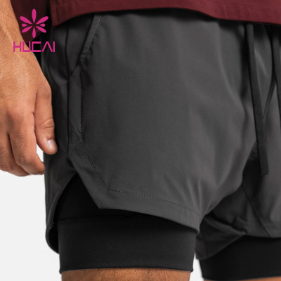 custom dry fit mens running inner shorts 2 in 1 quick-drying activewear suppliers