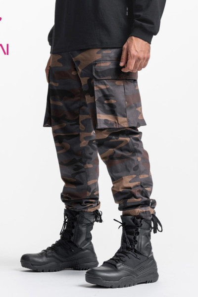 Custom Mens New Design Camo Printing Joggers Hem Printed  Workoutwear Manufactured