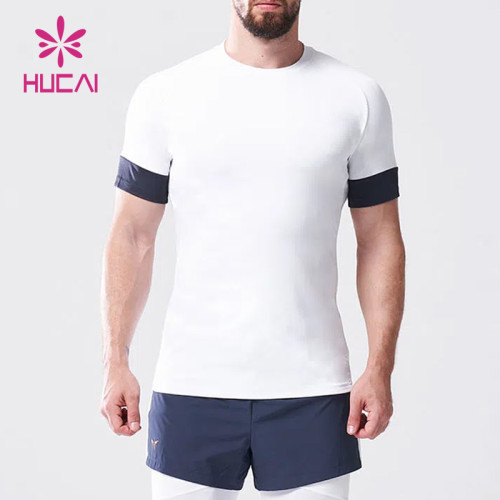 odm fashion sportswear for men fake two pieces t shirt gym custom private label activewear