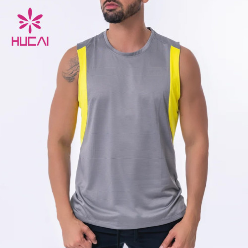 custom contrast color breathable soft cotton men fitness tank tops workoutwear supplier