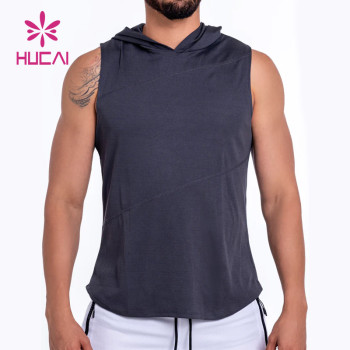 Custom Manufacture Mens Sleevesness Hoodies Tank Top Nylon Private Brand Gymwear