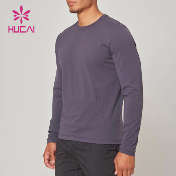 custom workout clothes mens zipper gym long sleeve leisure t shirts activewear supplier
