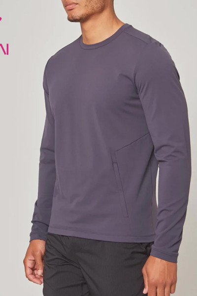 custom workout clothes mens zipper gym long sleeve leisure t shirts activewear supplier