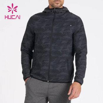 oem custom camo printing hooded jacket mens coat gymwear china supplier