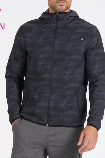 oem custom camo printing hooded jacket mens coat gymwear china supplier