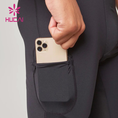 oem phone pocket black mens legging tight sweatpants custom logo activewear supplier