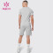 OEM Custom Stretch Short Sleeve Shorts Tracksuits Hem Printed Running Suit Men