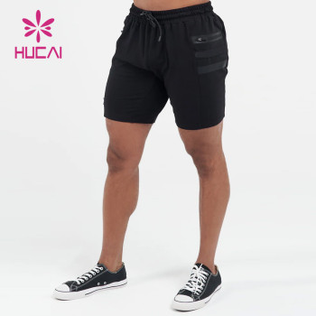 OEM Custom Mens Drawstring Double Zipper Design Sports Shorts Factory Manufacturer