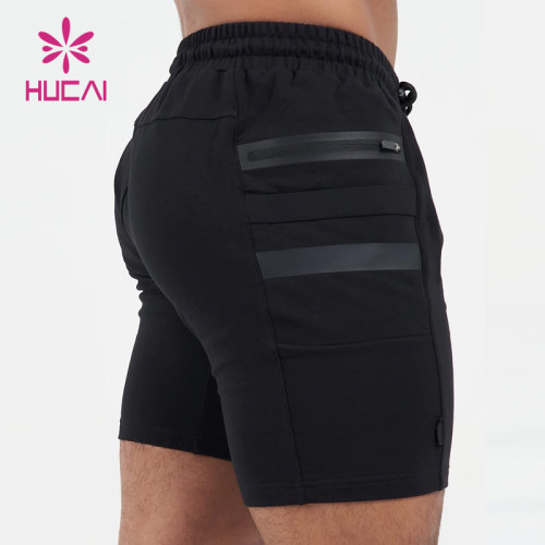 OEM Custom Mens Drawstring Double Zipper Design Sports Shorts Factory Manufacturer