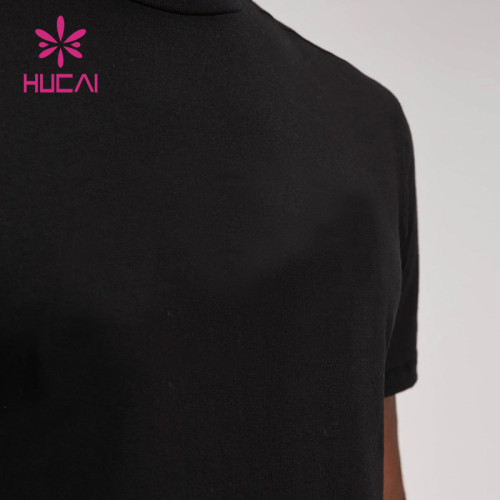 odm hot sale custom active round neck t shirts black soft cotton mens gym wear suppliers