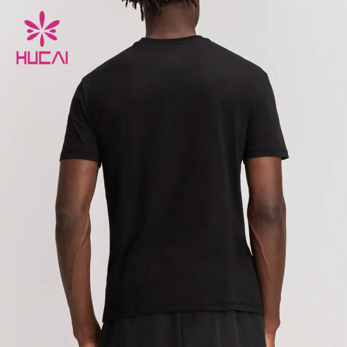 odm hot sale custom active round neck t shirts black soft cotton mens gym wear suppliers