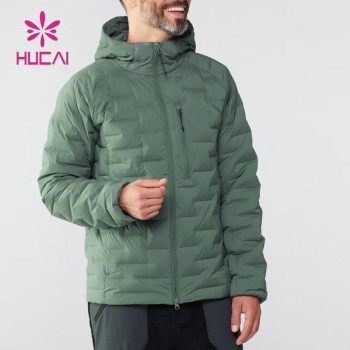 custom gym zipper down jacket warmth hand pocket men's down coat china clothes factory