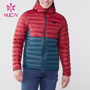 custom gym contrast color down jacket recycled nylon men's down coat china clothes factory