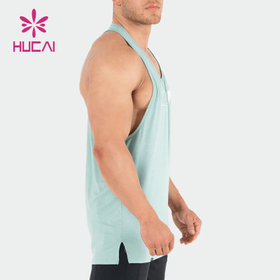 odm Hucai sportwear custom men running fitness tops silk screen printing vests activewear suppliers