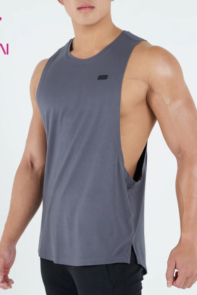 custom men new design heat-transfer fitness tops woven febric vests gym wear manufacturer