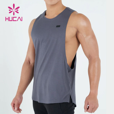 custom men new design heat-transfer fitness tops woven febric vests gym wear manufacturer