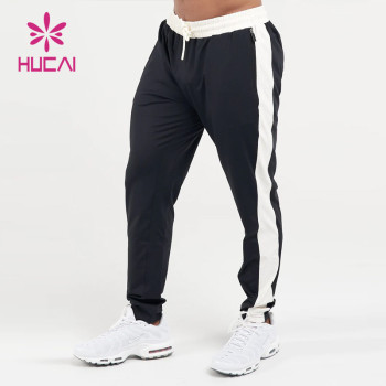 odm custom black and white hem printed mens gym sweatpants activewear suppliers in china