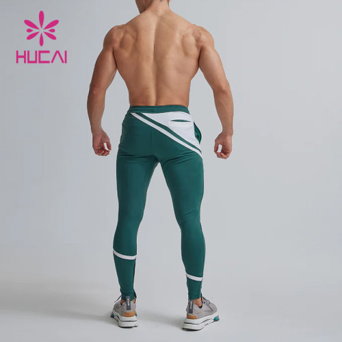 Custom Factory Manufacturer Mens Hem Printed Green Joggers Gym Sweatpants Supplier