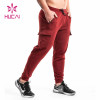 Custom Private Brand Joggers Mens Red Side Pocket Cargo Sporty Sweatpants
