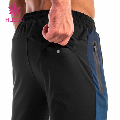 Custom Logo Joggers Spandex Mens Running Zippered Pocket Sporty Sweatpants