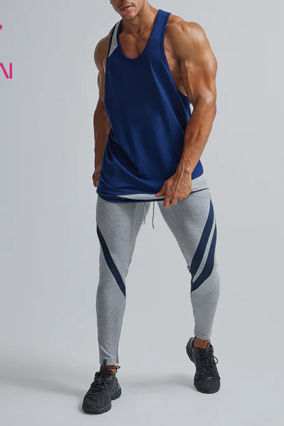 OEM ODM|Men Gym Tank Top|Hot Sale Activewear|Blue Color Vest|Activewear Supplier