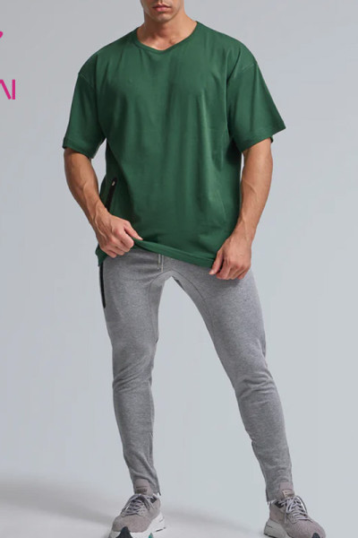 OEM Custom Men Basic T Shirts|Green Oversized Shorts Sleeves|Sportswear Factory