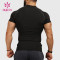 ODM Custom Running Black T Shirts Mens Full Length Fitness Apparel Suppliers
