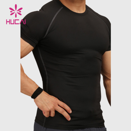 ODM Custom Running Black T Shirts Mens Full Length Fitness Apparel Suppliers