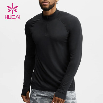 Custom Plain Black T Shirts Mens Long Sleeves Thumb Hole Spotswear China