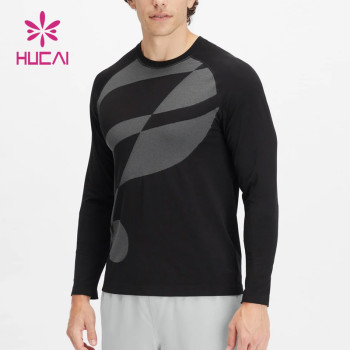 ODM Custom T Shirts Mens Stretch Long Sleeves Printing New Running Wear Supplier