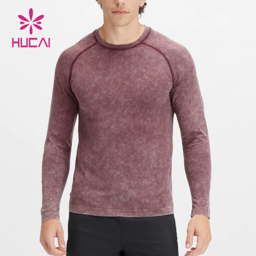 Custom Tie-dye Mens Long Sleeves Elastic Sweatshirts T Shirts Supplier