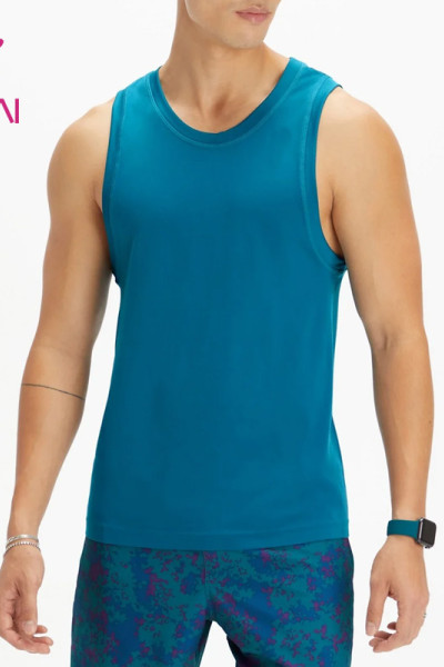 Low MOQ Custom Mens Tank Top Blue Breathable Workout Wear Supplier