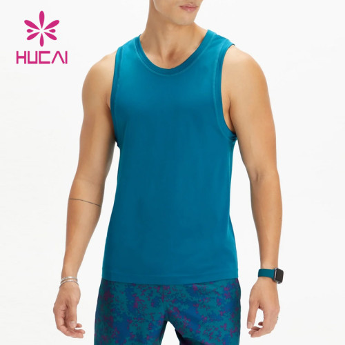 Low MOQ Custom Mens Tank Top Blue Breathable Workout Wear Supplier