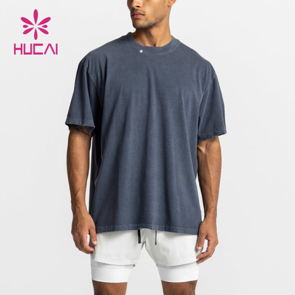 Custom Mens Cotton Mix Spandex T Shirts Athletic Wear Hucai Sportswear Manufacturer China