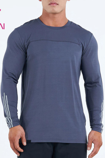 ODM Custom Reflective Stripe Men Long Sleeve Dry Fit Appeal Sportswear Factory
