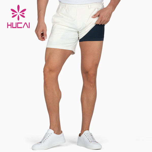 Custom Mens 2 in1 Double Layers Running Elastic Shorts Supplier