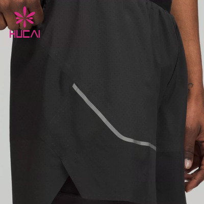 Custom Mens Shorts Invisible Zipper Taped Silicone Anti-slip Strip Gymwear