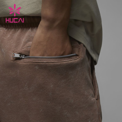 ODM Washed Joggers 3D Embroidery Design Mens Zipper Pockets Pants Supplier