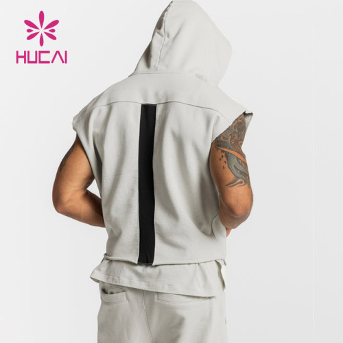 Private Label Mens Sleeveless Hoodie Rough Edge Design Top China Factory