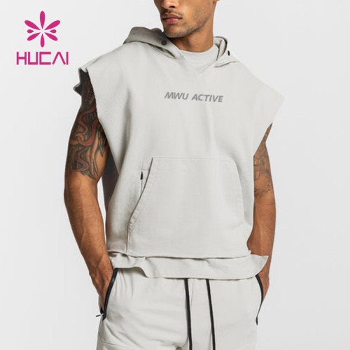 Private Label Mens Sleeveless Hoodie Rough Edge Design Top China Factory