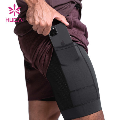 Custom 2 In 1 Inner Shorts Stretch High Quality Sportswear For Men Manufacturer
