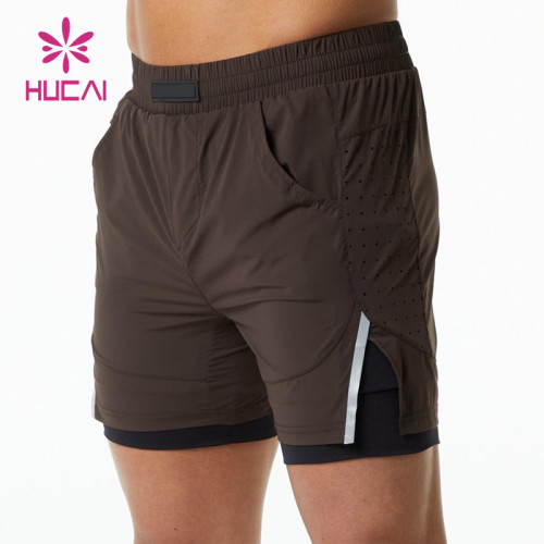 Customized Laser Cut 2-in-1 Mens Shorts with Pockets Custom Fitness Clothing