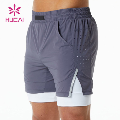 Customized Laser Cut 2-in-1 Mens Shorts with Pockets Custom Fitness Clothing