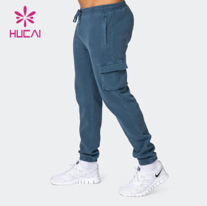 HUCAI OEM ODM Drawstring Cargo Pockets Mens Jogger Pants Custom Fitness Clothing
