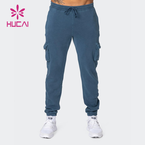 HUCAI OEM ODM Drawstring Cargo Pockets Mens Jogger Pants Custom Fitness Clothing