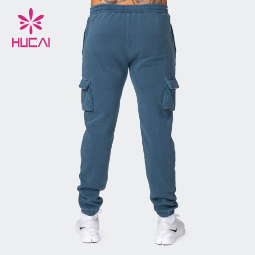 HUCAI OEM ODM Drawstring Cargo Pockets Mens Jogger Pants Custom Fitness Clothing