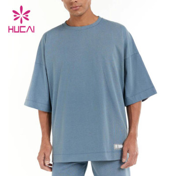 HUCAI Custom Logo Mens Oversized Tee Low MOQ T Shirts Custom Fitness Clothing