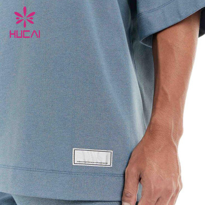 HUCAI Custom Logo Mens Oversized Tee Low MOQ T Shirts Custom Fitness Clothing