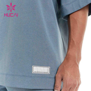 HUCAI Custom Logo Mens Oversized Tee Low MOQ T Shirts Custom Fitness Clothing