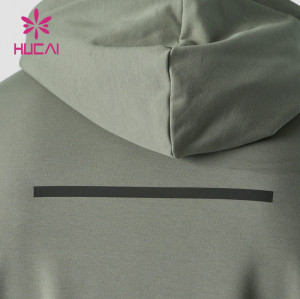 HUCAI Custom Heat Transfer Logo Zipper Pockets Mens Hoodie Manufacturers